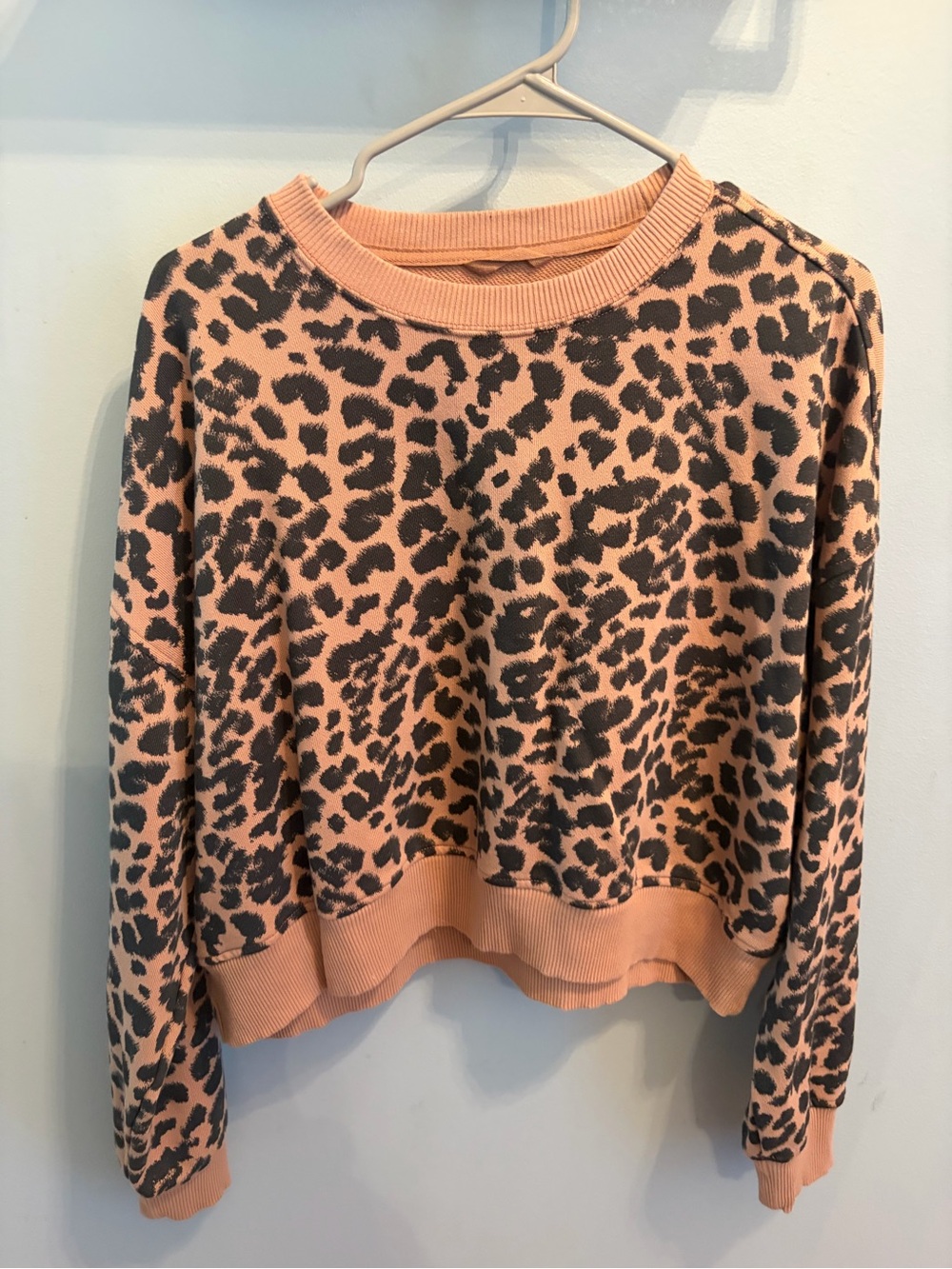 Leopard Print Crewneck Sweatshirt in Peach and Charcoal
Aerie Brand new no tags